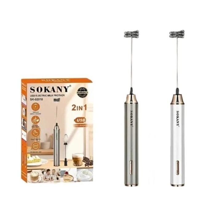 Sokany 2 in 1 USB Rechargeable Milk Further & Egg Beater (SK-02018) | Handheld - 1070 - Tokarri