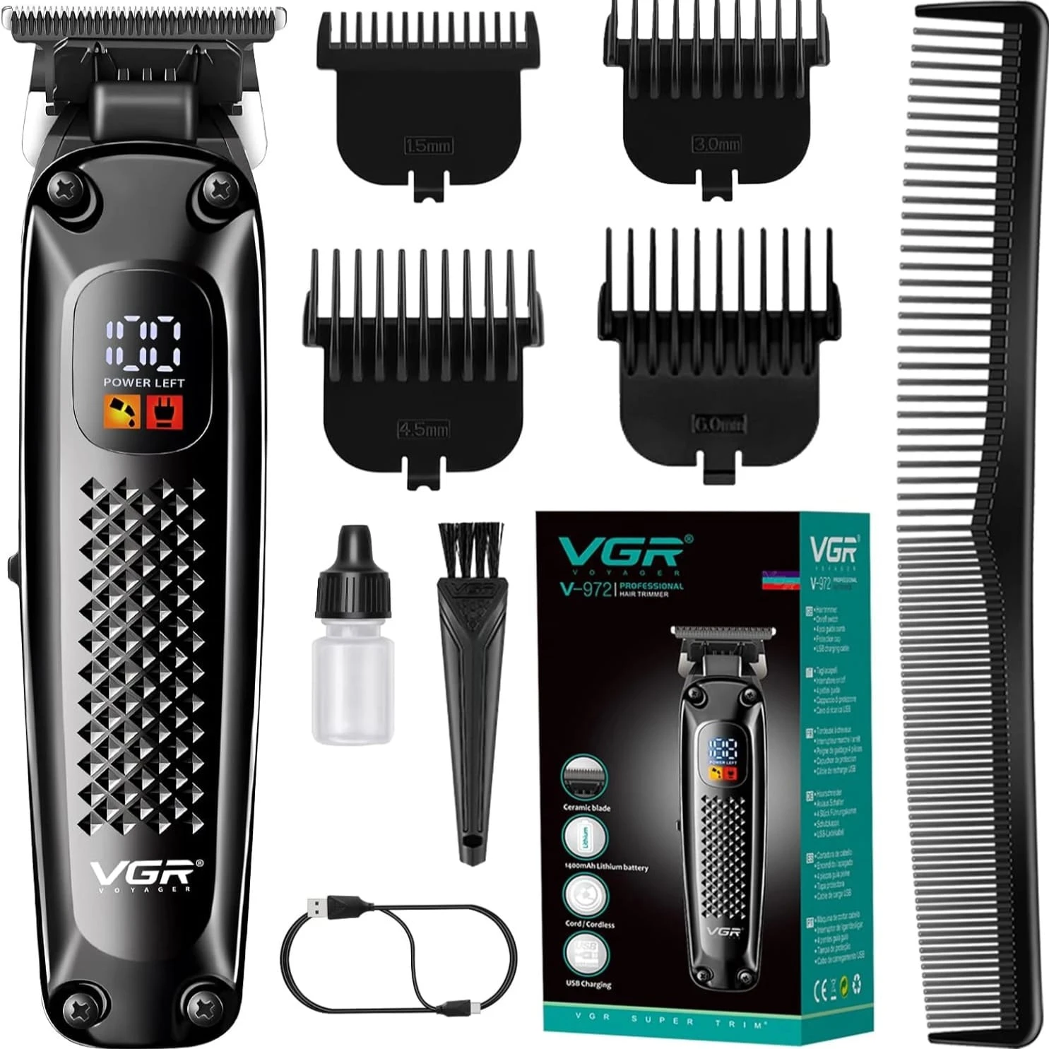 VGR VL-972 Limited Edition Hair Trimmer for Men – Professional Beard & Hair Clip - Tokarri