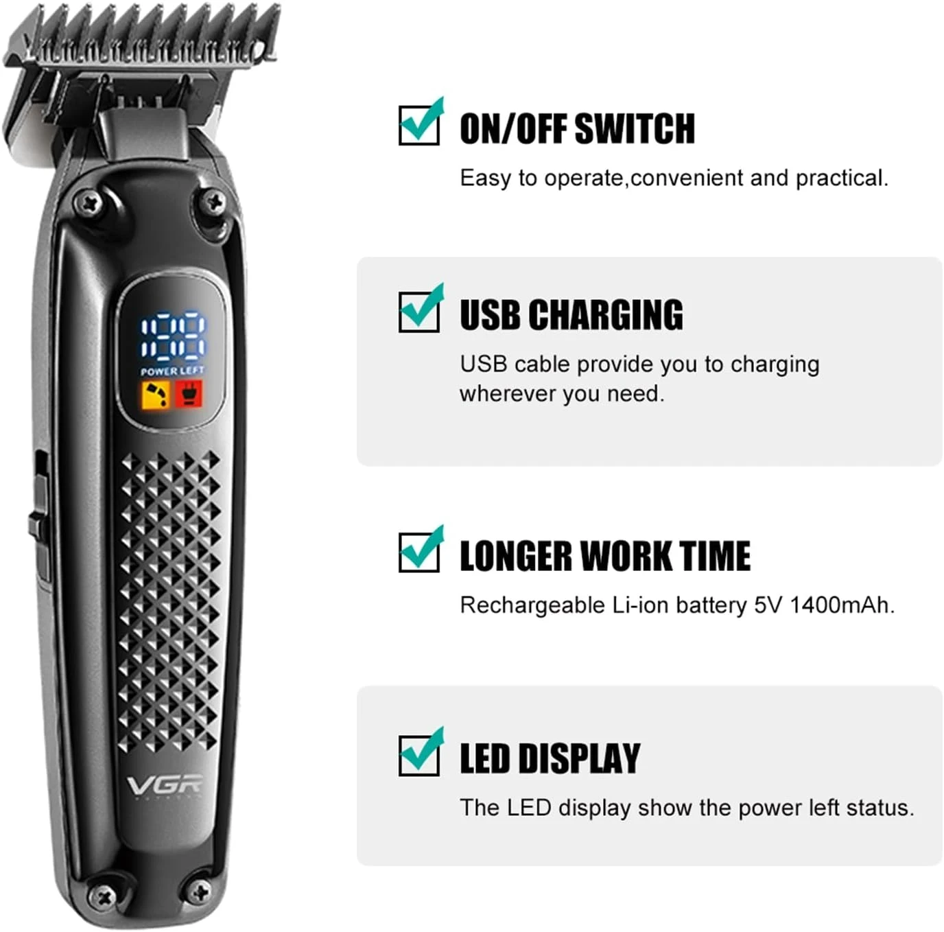 VGR VL-972 Limited Edition Hair Trimmer for Men – Professional Beard & Hair Clip - 1205 - Tokarri