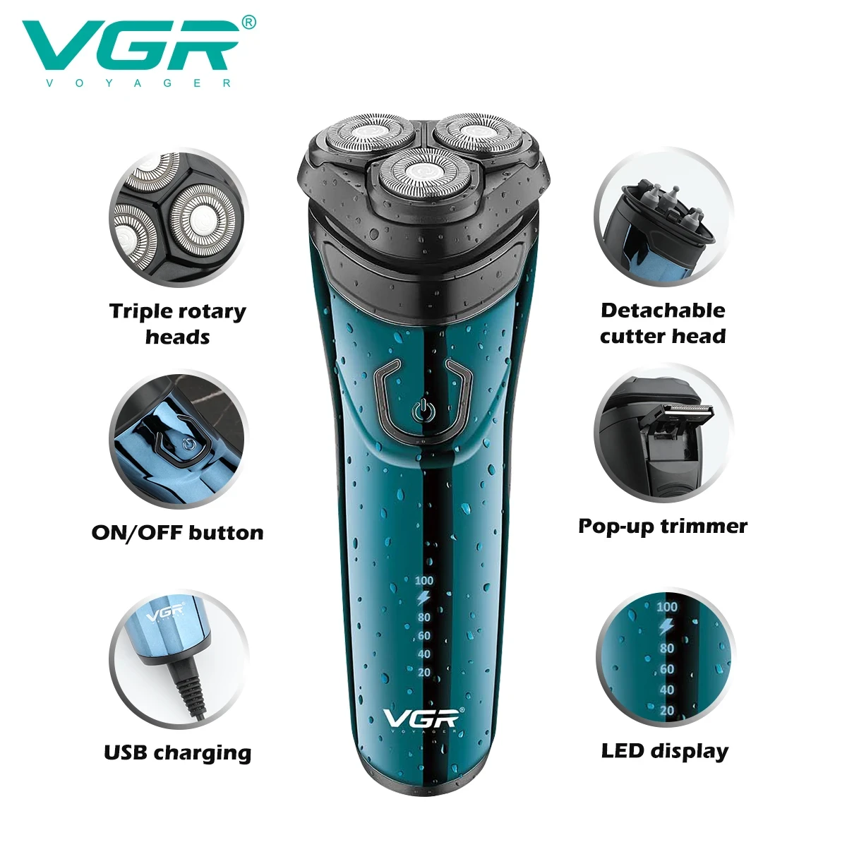 VGR V-322 USB Charging Shaving Machine - 1225 - Tokarri