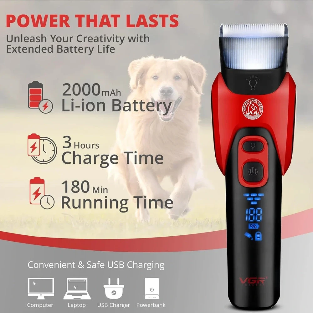 VGR V-208 Professional Electric Trimmer Dog Cat Pet Hair Clipper - 1233 - Tokarri