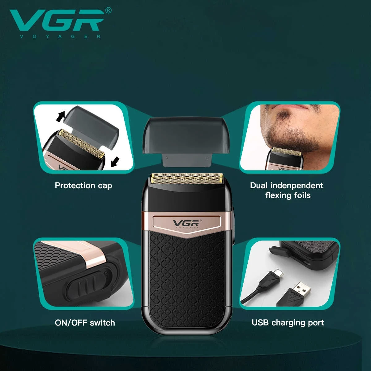VGR V-331 Beard Shaver For Men - 1298 - Tokarri