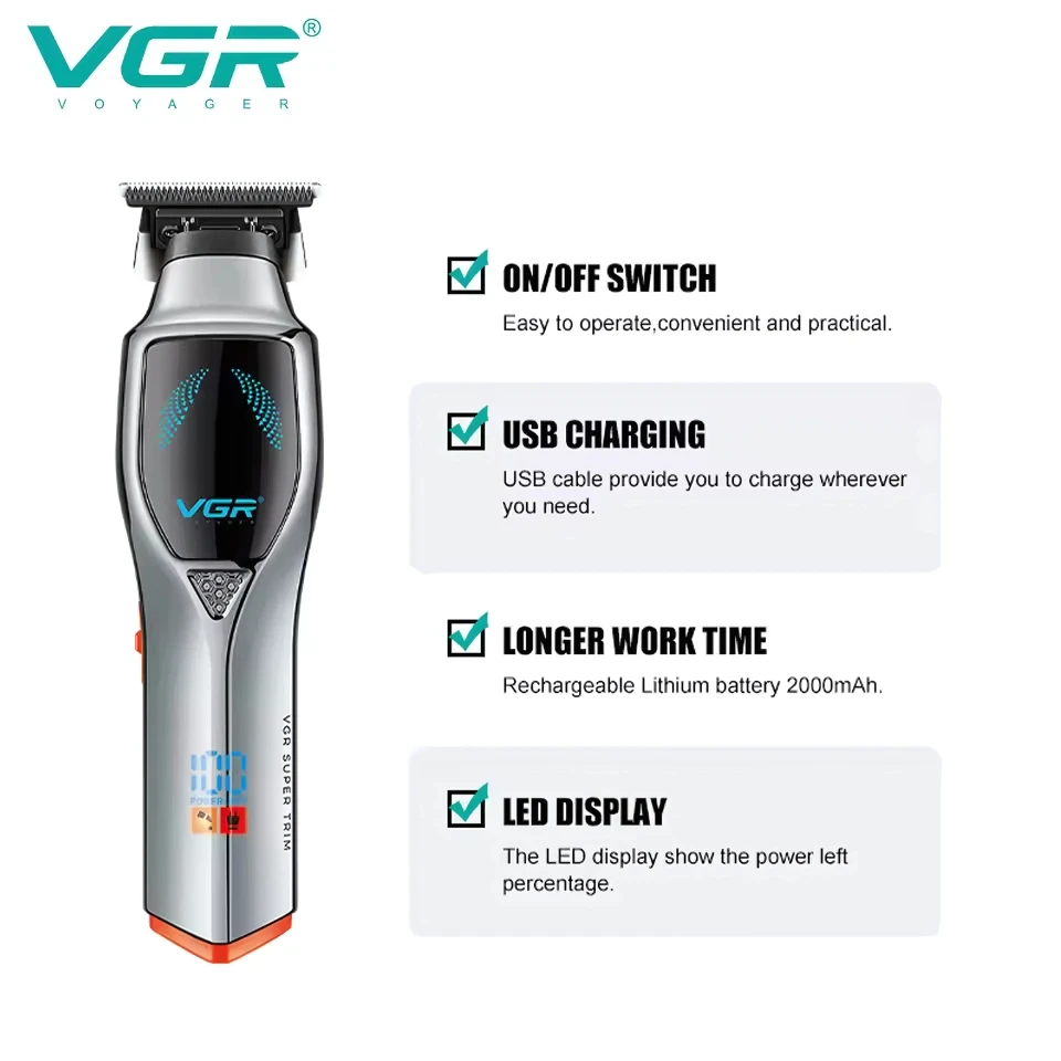 VGR-V-187 Usb Charging Barber Professional Cordless Electric Hair Trimmer - 1359 - Tokarri