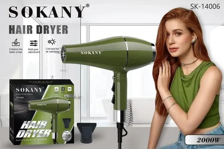SOKANY SK-14006 Hair Dryer 1800W | Professional Salon Quality Hair Dryer for Men - 1416 - Tokarri