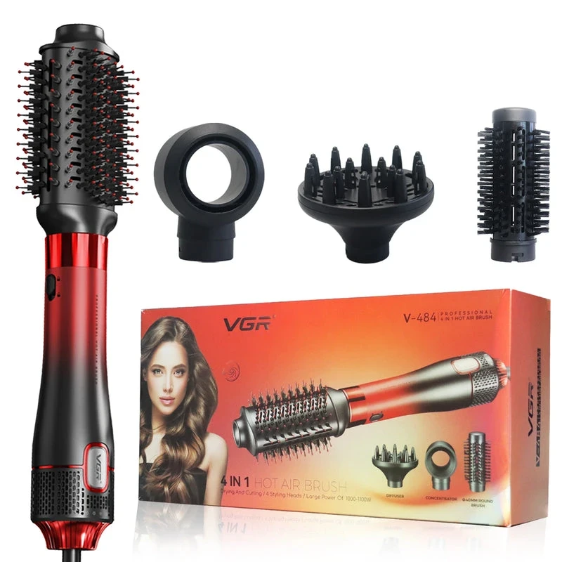 VGR V-484 Professional 1000-1100W | 4 IN 1 Hot Air Brush | 4 Styling Heads, Diff - 1662 - Tokarri